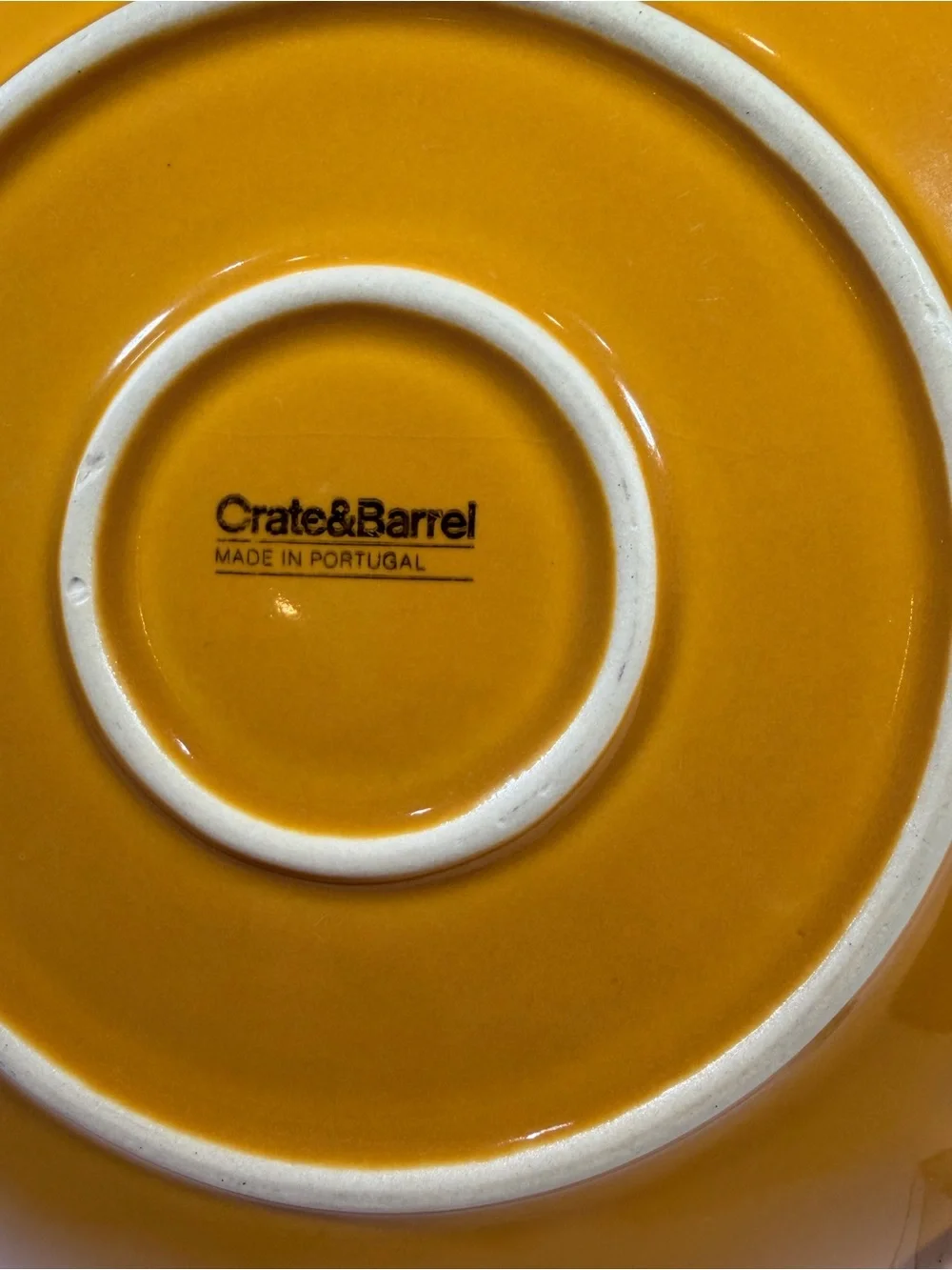Crate&Barrel Scalloped Ceramic Plate in Mustard